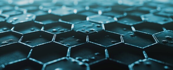 Fototapeta premium a hexagonal pattern of water droplets on a black background