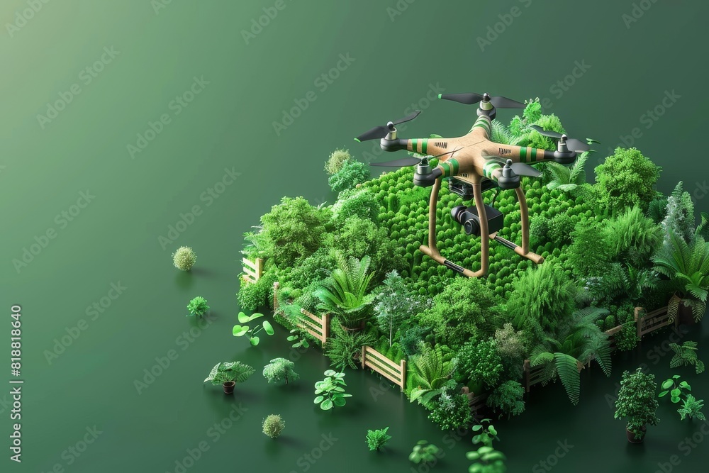 Poster high-tech drones in digital agriculture enhance structured farming, advanced soil health monitoring,