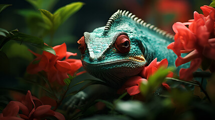 Obraz premium green iguana on a branch