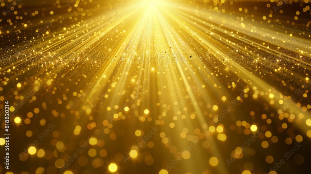 Poster the image showcases a beautiful display of golden sparkles with radiant beams of light that create a