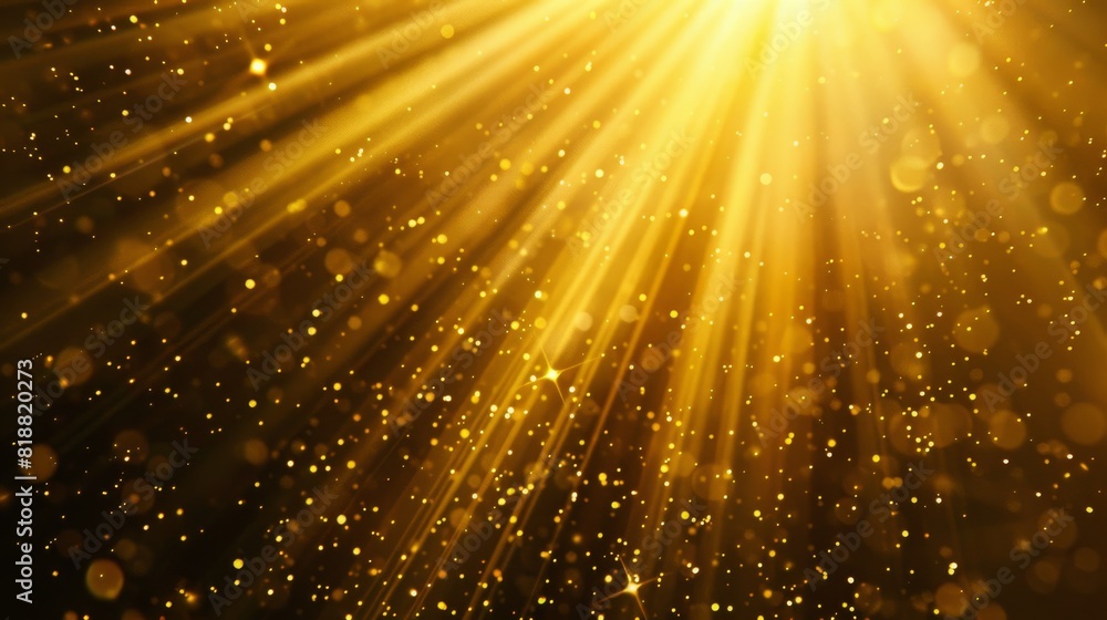 Aufkleber the image depicts sparkling golden light rays with numerous floating glitter particles, creating a w