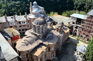 a large building with domes standing on top of it's side