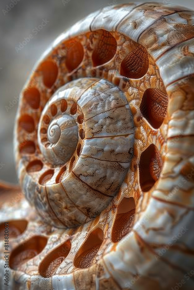 Poster abstract image of a helix lucorum (turkish snail), with its striking, almost checkerboard-like shell