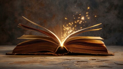 An open book with a light coming out.