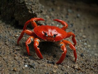 Marvel at the beauty of red crabs on the beach