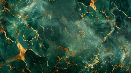 This image showcases an elegant green and gold marble pattern, with rich textures and a luxurious feel Ideal for backgrounds or wallpapers
