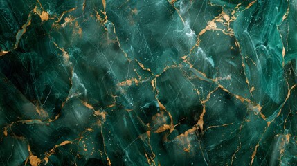 A luxurious green marble pattern with intersecting gold veins creating an elegant and rich surface