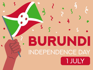 burundi independence day 1 July. burundi flag in hand. Greeting card, poster, banner template