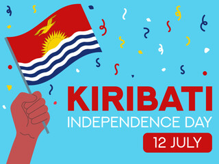 kiribati independence day 12 July. kiribati flag in hand. Greeting card, poster, banner template	
 - Powered by Adobe