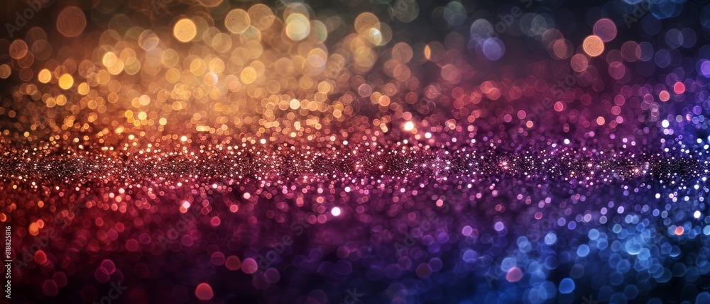 Poster glittering rainbow particles create an abstract lgbt pride representation against a dark background 