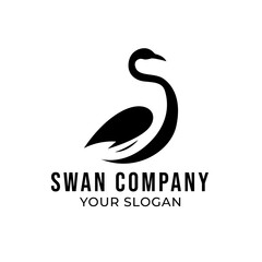 Obraz premium Swan silhouette logo template isolated on white background