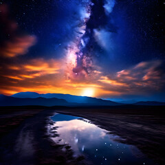 sunset over the lake