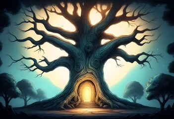 Enchanting Fairy Door in a Tree Trunk (417)