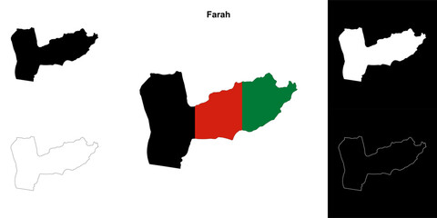 Farah province outline map set