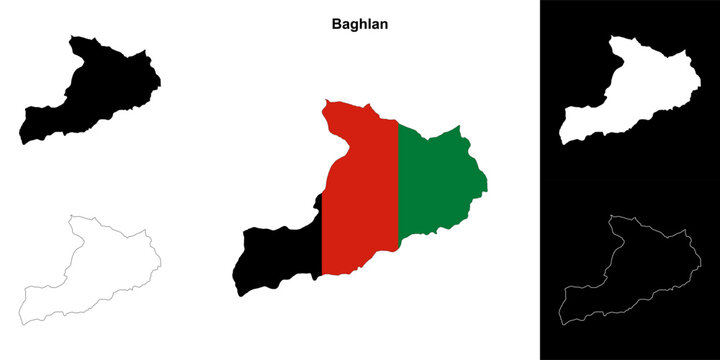 Baghlan province outline map set