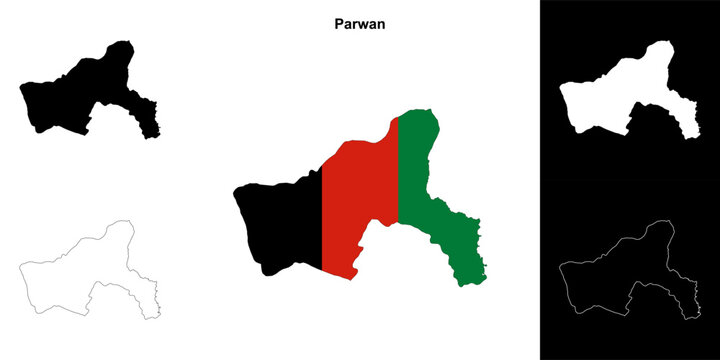 Parwan province outline map set