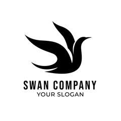 Obraz premium Swan silhouette logo template isolated on white background