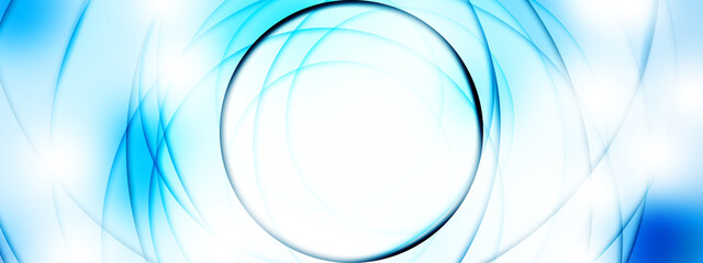 blue and white glossy blurred circles abstract background