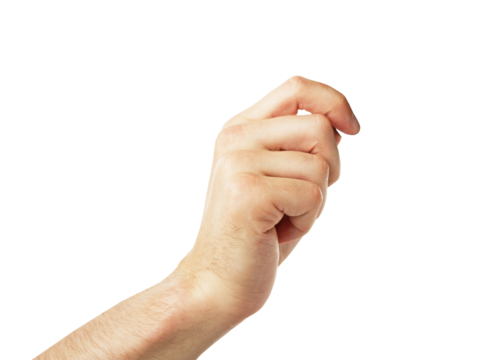 A closeup of a clenched fist isolated on a white background, concept of strength or protest