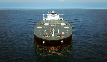 Oil tanker ship on the high seas - 3D illustration