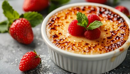  Classic French Cr&egrave;me Br&ucirc;l&eacute;e with Fresh Fruit  