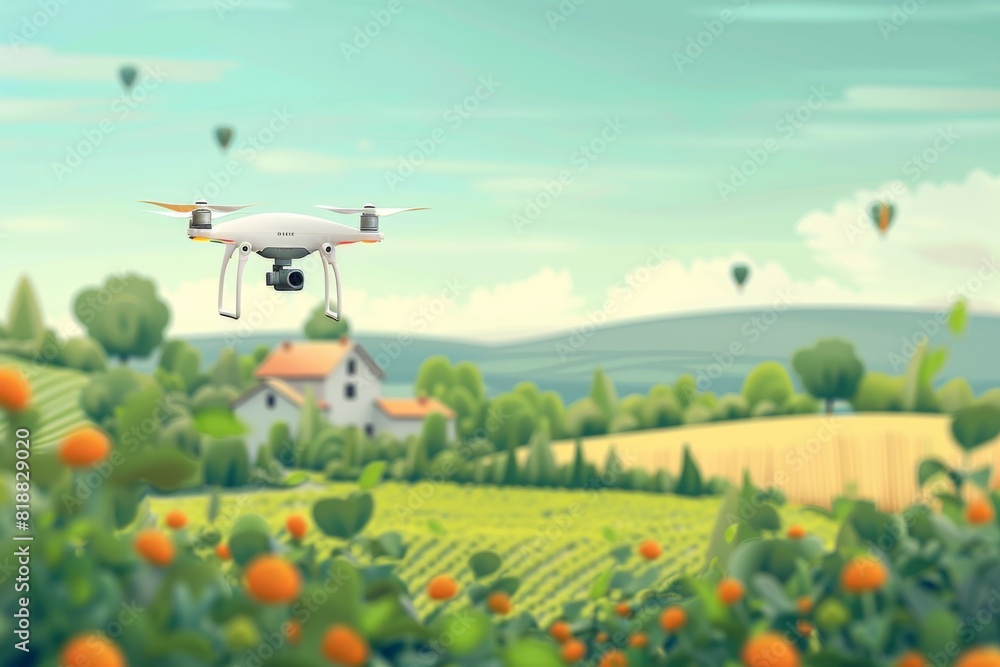 Poster drone technology in modern agriculture supports efficient farming, precision field operations, and a