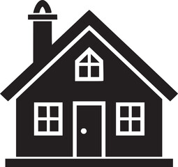 House silhouette. Silhouette of House in black and white colors. Hand Drawn House isolated on white