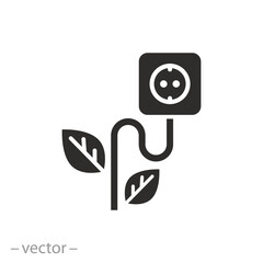renewable nature electricity icon, socket with eco energy, green power, flat symbol on white background - vector illustration