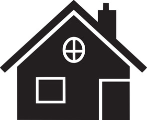 House silhouette. Silhouette of House in black and white colors. Hand Drawn House isolated on white