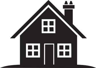 House silhouette. Silhouette of House in black and white colors. Hand Drawn House isolated on white