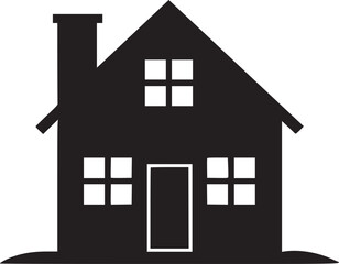 House silhouette. Silhouette of House in black and white colors. Hand Drawn House isolated on white