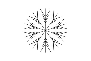 Fototapeta premium A black and white illustration of a snowflake on a white background, depicting a concept of winter or cold