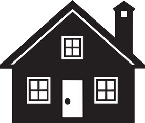 House silhouette. Silhouette of House in black and white colors. Hand Drawn House isolated on white