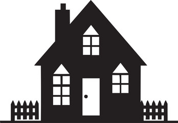 House silhouette. Silhouette of House in black and white colors. Hand Drawn House isolated on white