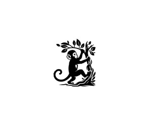 Obraz premium Playful Primate: Monkey Vector Illustration for Jungle Designs and Whimsical Art