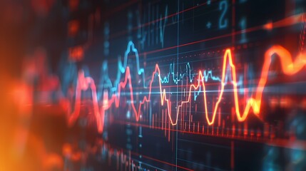 Visualization of stock trends resembling a heartbeat monitor, symbolizing the dynamic pulse of the market, captured with HD precision.