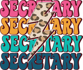 Colorful Secretary Sublimation PNG - Leopard Print Lightning Bolt, Retro Secretary Design PNG - Multicolor and Leopard Lightning Bolt, Secretary PNG Sublimation - Vibrant Colors with Leopard Lightning