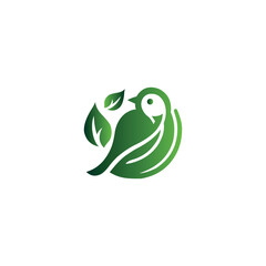 Simple bird leaf logo green natural leaf bird logo. flying bird leaves logo design vector template vector logo design