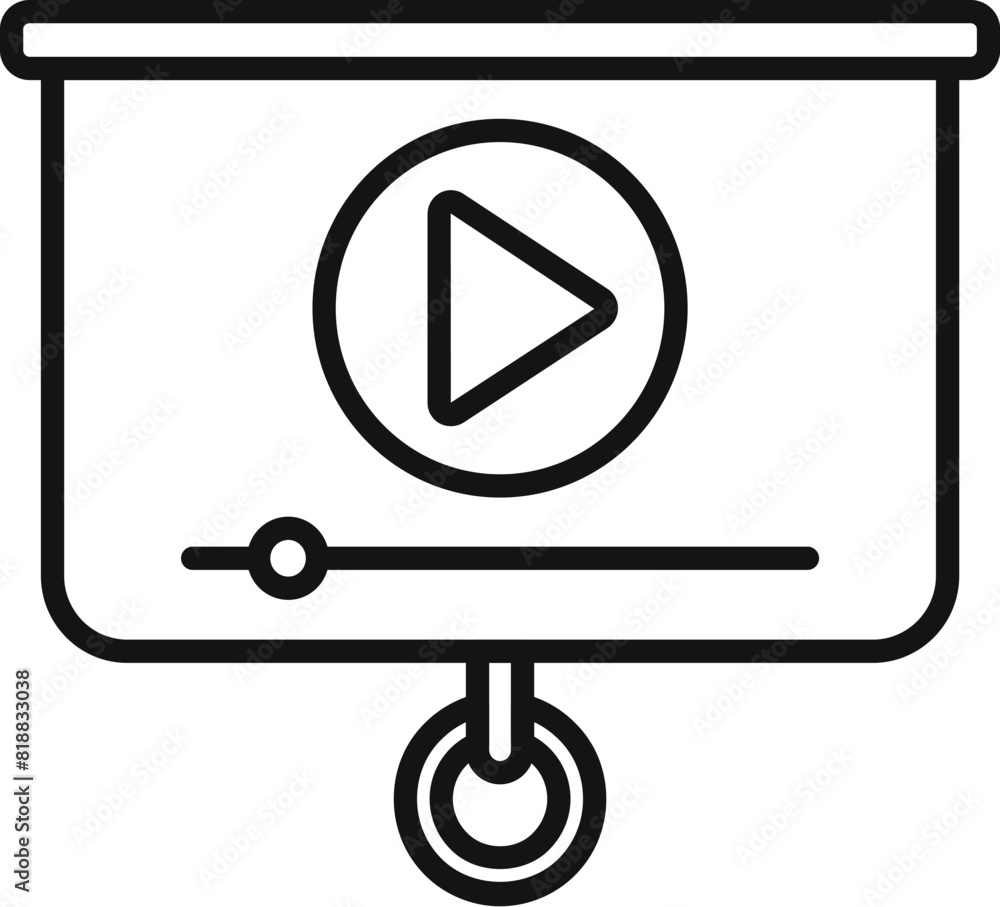 Aufkleber online training presentation icon for elearning, webinar, and webinar play button in vector format f