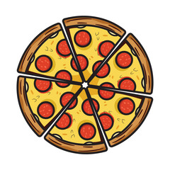 Modern Pizza Icon . Hand Drawn Pizza Vector.Pepperoni pizza banner ads.Italian pizza and ingredients. Italian food menu design template. Pizzeria menu design template.
