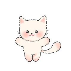 Obraz premium kawaii cat cartoon with broken lines