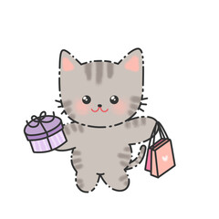 kawaii cat cartoon with broken lines