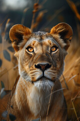 Fototapeta premium portrait of a lion Generative AI 