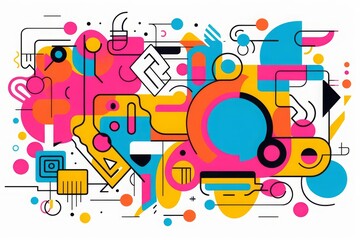 Fototapeta premium Colorful abstract geometric shapes in modern art composition, vibrant lines and forms creating dynamic visual impact.