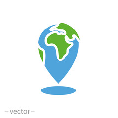 global geo location, world pin on map icon, marker local international, flat symbol on white background - vector illustration
