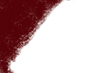 Red grunge corners and edges brushes. Tetxure of colorful old weathered paint peeling on walls or apartment decorator. Deep red powder dust explosion, red splashes on white background. abstract dust 