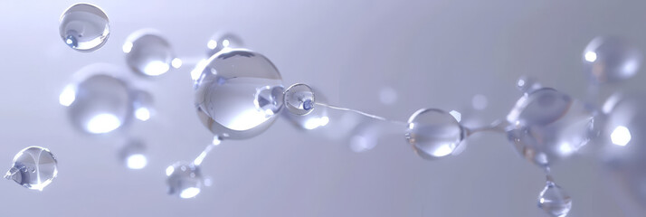  water molecules, Molecular Structure, DNA water, banner ,  Cosmetic Essence, Liquid bubble