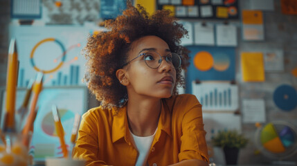 Innovative young entrepreneurs brainstorm in a startup-filled office.