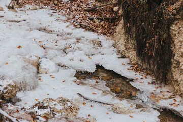 there is snow and ice on the ground in this area