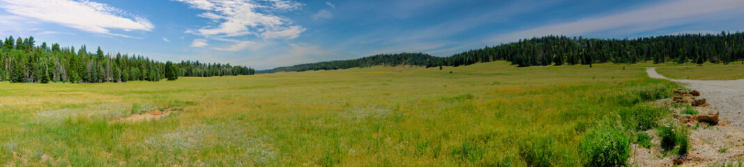 Panoramic view of a stunning valley with majestic mountains near the Grand Canyon in North Arizona